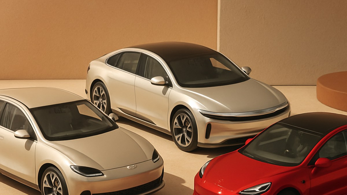 The Best Electric Cars of April 2026: Lucid Air Leads With 512 Miles, Tesla Model 3 Still Sets the Benchmark, Hyundai Ioniq 6 Wins Value — illustration